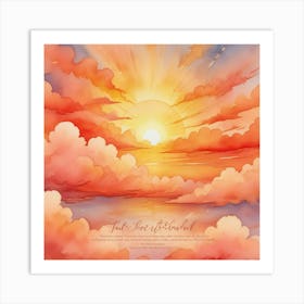 Watercolor Sunset Background Art Print