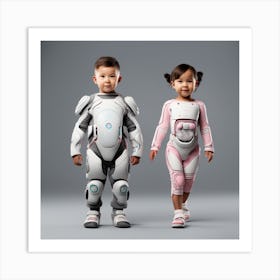 Two Children In Robot Suits Art Print