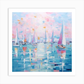 Sailboats At Sunset 1 Art Print