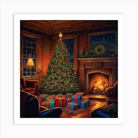 Christmas Tree In The Living Room 24 Art Print