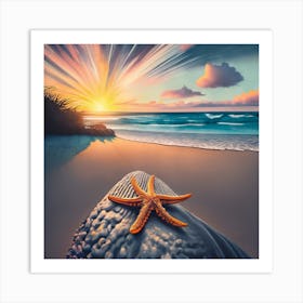 Starfish On The Beach 2 Art Print