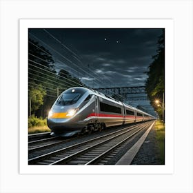 High Speed Train At Night 6 Art Print