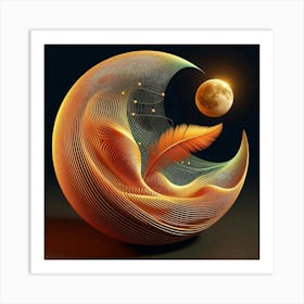 Moon And Feathers Art Print