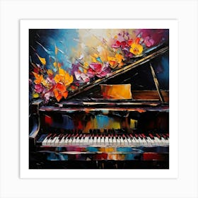 An Ultra High Definition Bohemian Oil Painting Featuring An Abstract Piano Close Up Filled With Vib 766092365 Art Print