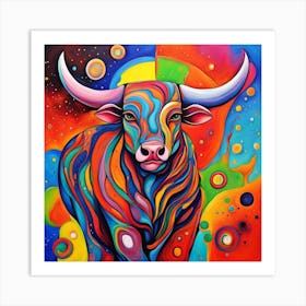 Bull Colour Splash Art Print