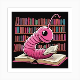 Pink Worm Reading Book 1 Art Print