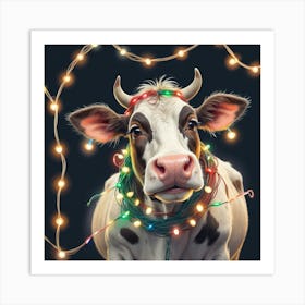 Christmas Cow 4 Art Print