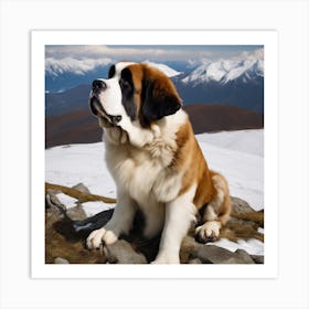 St Bernard Dog 13 Art Print