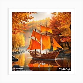 Sailboat In Autumn Art Print