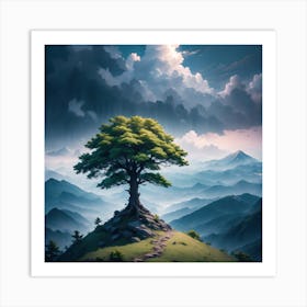 Lone Tree In The Mountains 5 Art Print