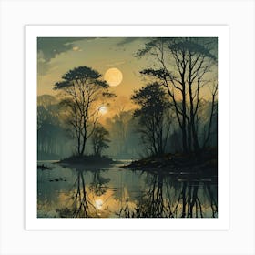 Sunset In The Woods 1 Art Print