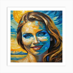 Woman With Blue Eyes duct Art Print