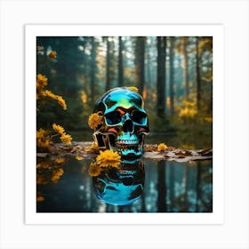 chromatic floral skull Art Print