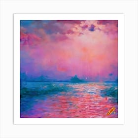 Craiyon 002654 Lovely Sky Pink Paradise Monet Art Print