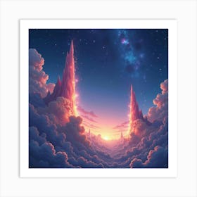 Dreamlike Watercolor With Glowing Cosmic Formations 1 Art Print