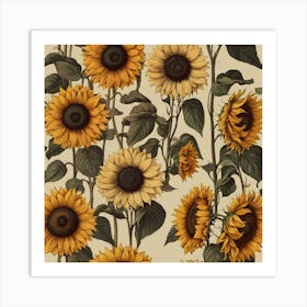 Default Default Retro Vintage Sunflower For Defferent Seasons 1 (2) Art Print