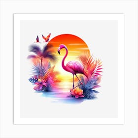 Flamingo At Sunset 3 Art Print