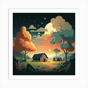 A simple and vibrant little land 16 Art Print