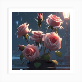 Roses In The Rain Art Print