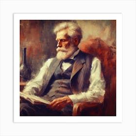 Old Man Reading Book Art Print