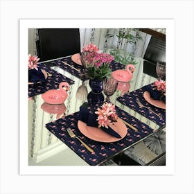 Flamingo Table Setting Art Print
