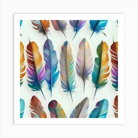 Feathers oil painting abstract painting art Art Print