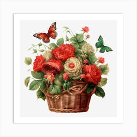 Basket Of Flowers 4 Art Print