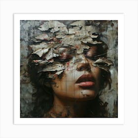 Woman With A Broken Face Art Print