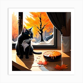 Autumn Cat Art Print