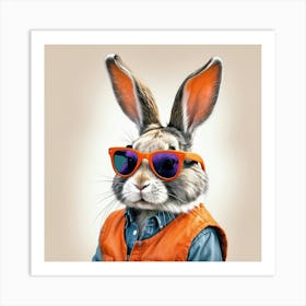 Rabbit In Sunglasses 14 Art Print