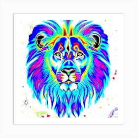 The Lion Blue Rainbow Art Print