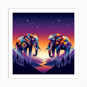 The Tolerant Twins Elephants Art Print