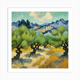 Olive Trees With The Alpilles In The Background, Vincent Van Gogh Art Print 3 Art Print