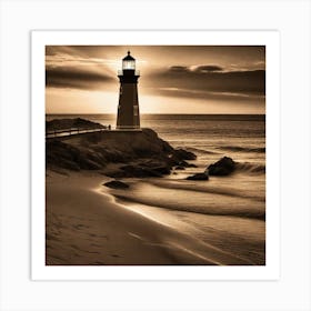 Lighthouse At Sunset 48 Art Print