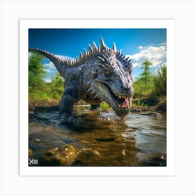 Dinosaurs In The Water Art Print