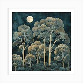 William Morris Inspired Night in the Woods Art Print