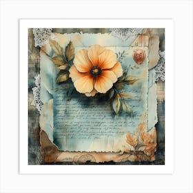 Torn Autumn Teal4 Art Print