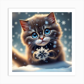 Snowflake Kitten Art Print