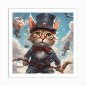 Steampunk Cat Art Print