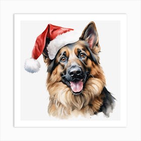 Christmas German Shepherd Dog Art Print