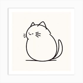 Kawaii Cat Drawing Art Print