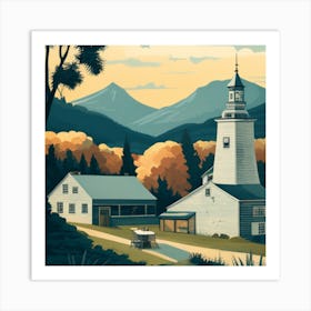 Lighthouse In The Mountains Art Print