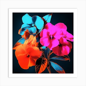 Andy Warhol Style Pop Art Flowers Impatiens 2 Square Art Print