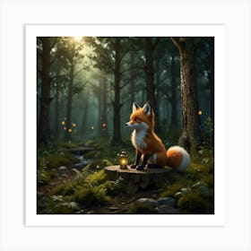 Fox In The Forest Art Print