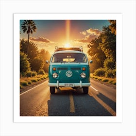 VW Bus On The Road Art Print