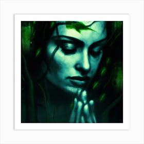 Woman In The Forest Art Print