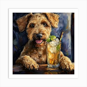 Airedale Welshie At The Bar 12 Art Print