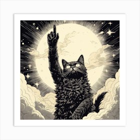 Cat Pointing Up The Sky Above 4 Art Print