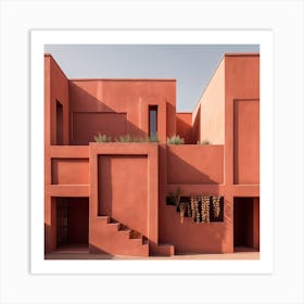 Terracotta Architecture House Summer Photography Art Print
