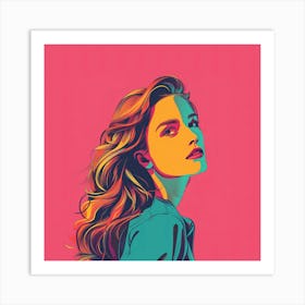 Woman Portrait With Vibrant Colours Art Print